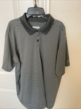 Columbia Men's Black & Gray Striped Polo